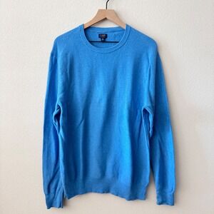 J.CREW Mens Sweater XL Blue Cotton Crewneck Long Sleeve Textured Knit Classic
